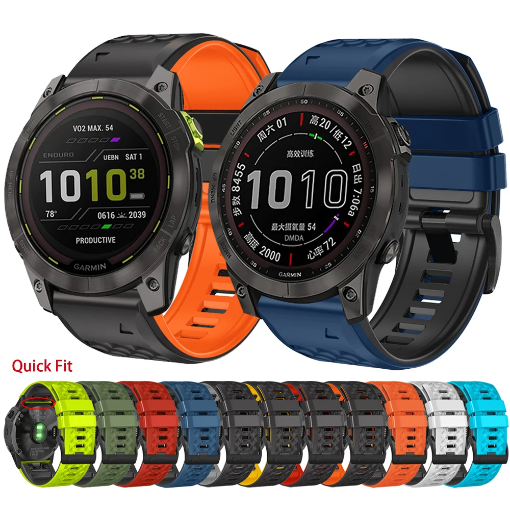 

26mm 22mm Silicone Strap For Garmin Fenix 7 7X 6 6X 5X Plus 3HR Band Enduro 2/Epix/instinct/Forerunner 955 S62 Quickfit Bracelet