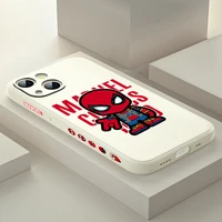 cartoon spiderman avengers for apple iphone 13 12 mini 11 pro xs max xr x 8 7 6s se plus liquid left silicone phone case