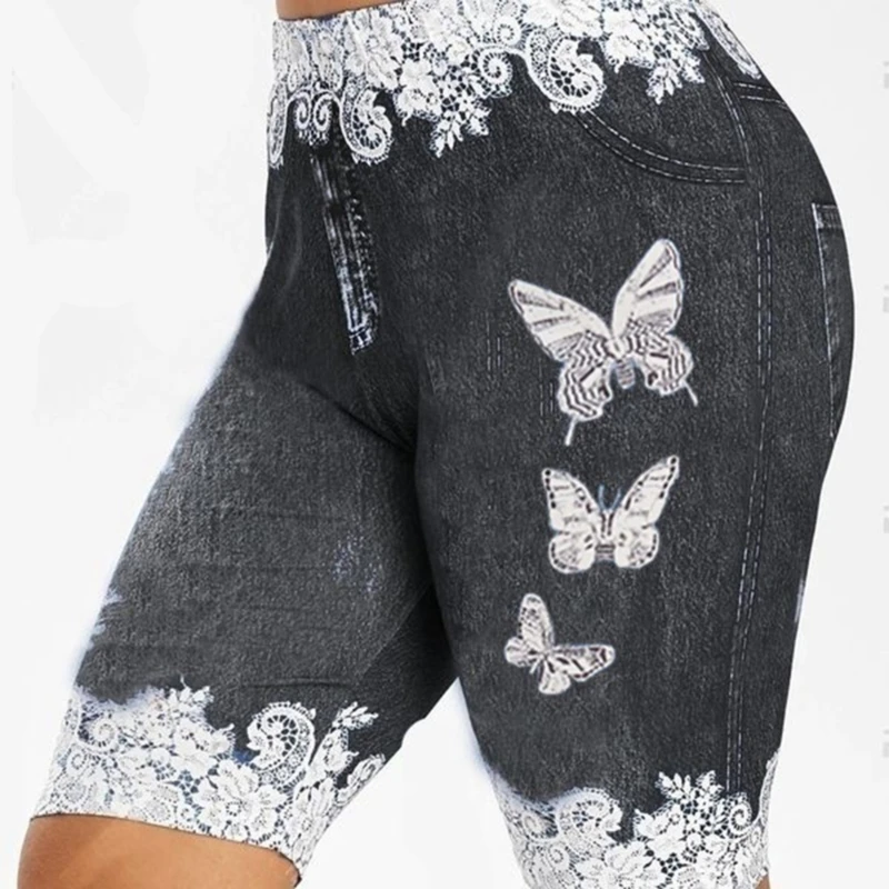 Летние женские модные кружевные лоскутные шорты с принтом бабочки спортивные мини-шорты горячие шорты