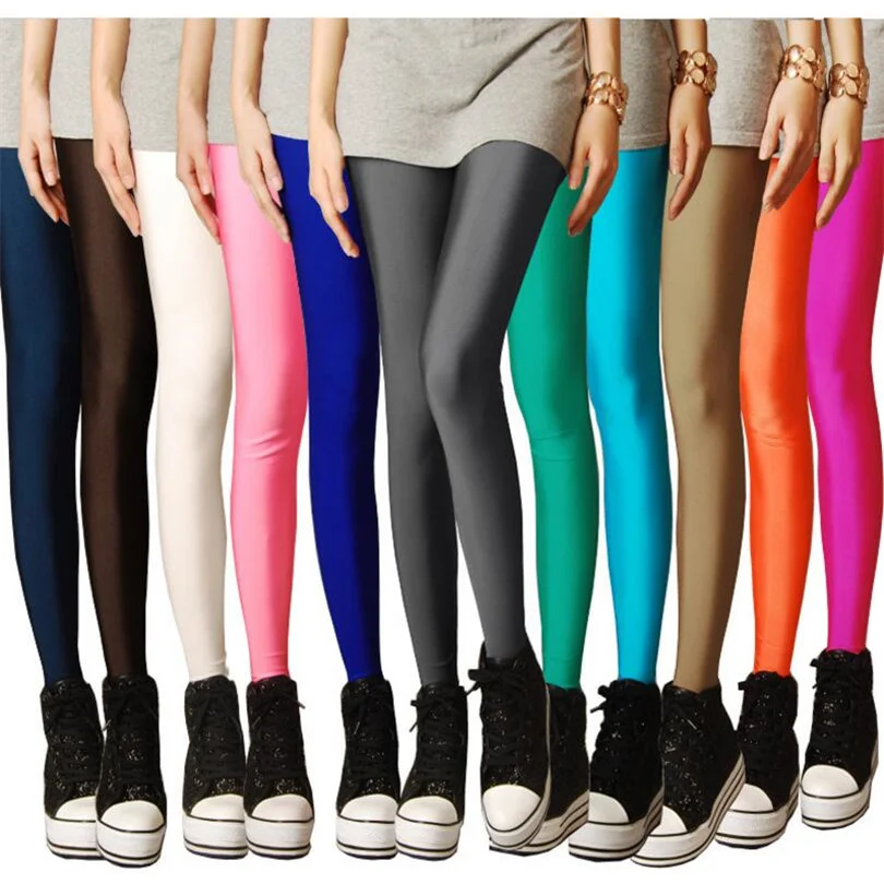 

2023 New Spring Autume Solid Candy Neon Leggings for Women High Stretched Female Sexy Legging Pants Girl Clothing Leggins