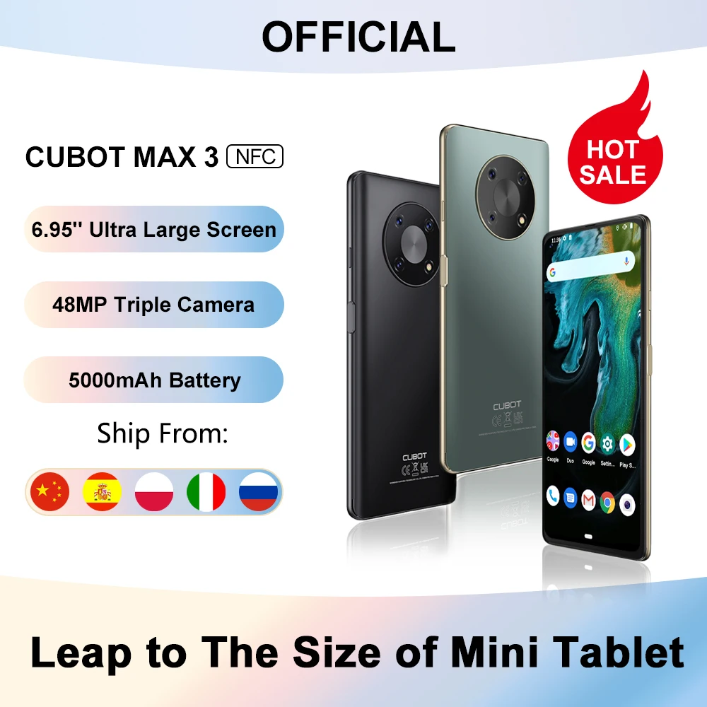 

Смартфон Cubot MAX 3, 6,95 дюйма, тройная камера 48 МП, 5000 мАч
