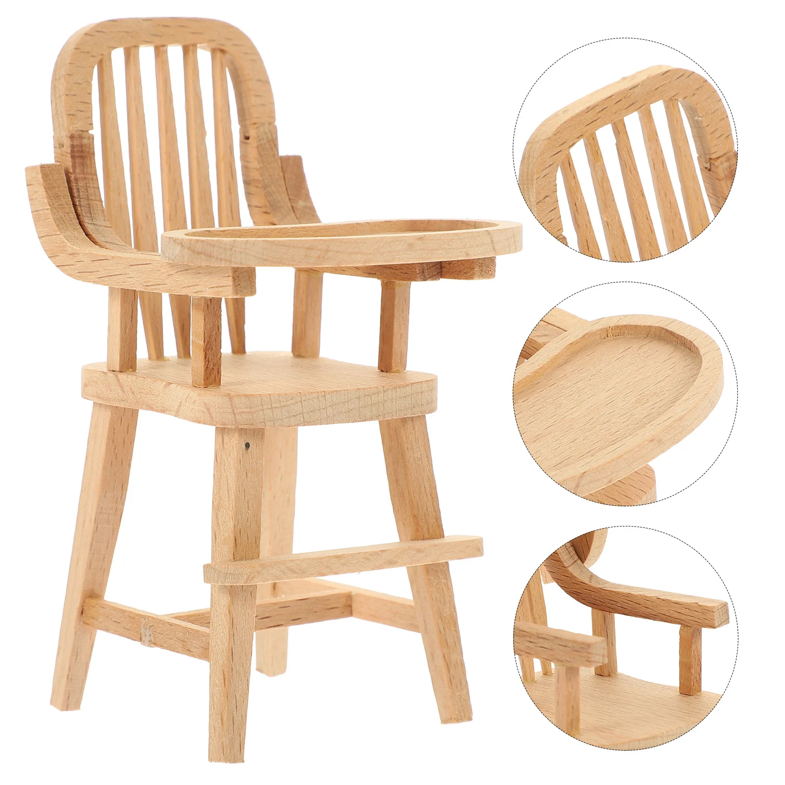 

Wooden Baby Toys Dollhouse Dining Table Adorable Miniature Highchair Kids Model Simulated Chairs Child Children's with