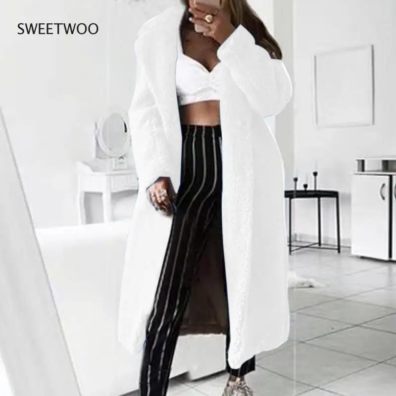 Women Autumn Winter Faux Fur Jackets Fashion Soft Plush Thick Women Jacket Coat Casual Loose Solid Color Long Teddy Coat Mujer