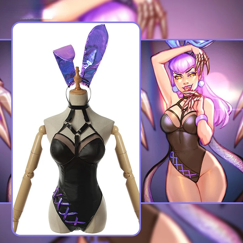 

Game LOL Evelynn Agony's Embrace Cosplay Costume Bunny Girl kda ALLOUT Fancy Dress Halloween Carnival Uniforms