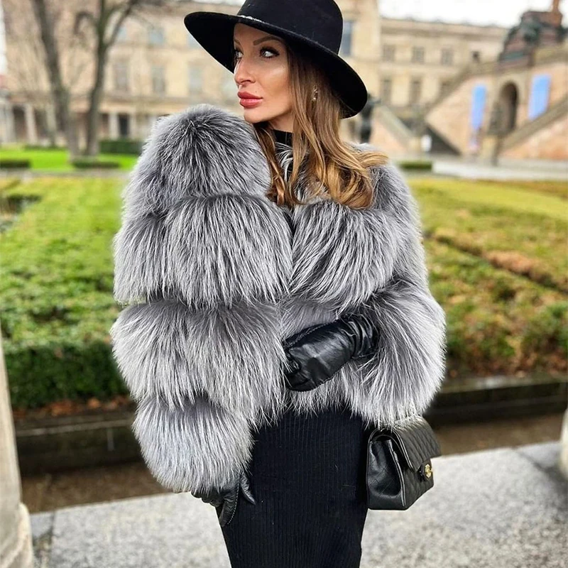 Genuine Raccoon Dog Fur Jacket Women Streetwear Tide Outertwear Tops Lady 2022 Autumn New Luxury Warm Real Fur Coat Female