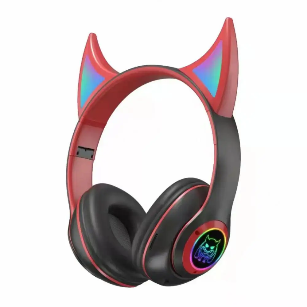 

Devil Ear Wireless Headphones with Mic Fone Glow Light Stereo Bass Children Girls Gifts Gamer Headset for Cell phone PC Helmets