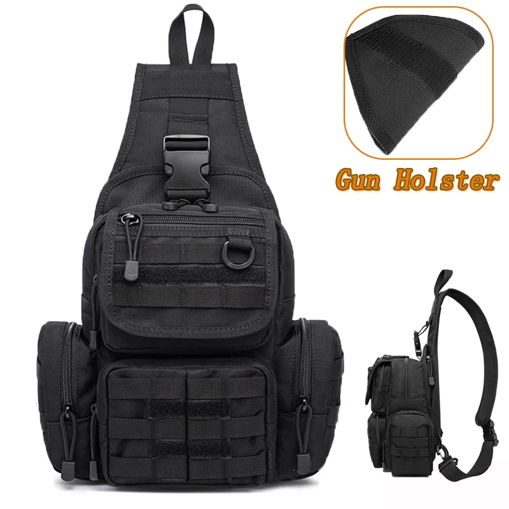 

Tactical Shoulder Gun Bag with Pistol Holster Military Sling Assault Backpack Concealed Handgun Carry Pack for Hunting Camping