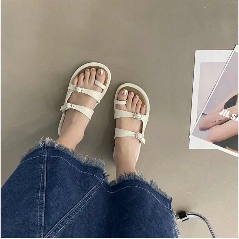 Sandals Women Summer New 2023 Korean Version Clip Toe Flip Flops Outdoor Fashion Flat Casual Non-slip Sandals Female Beach Mules