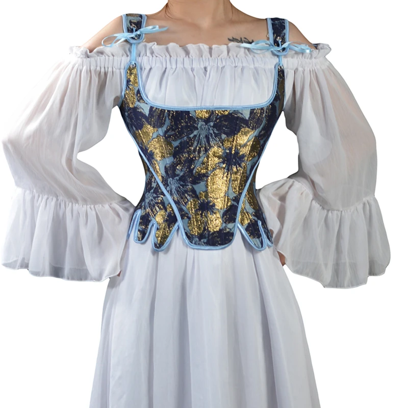 

Женский корсет без рукавов, с цветочным принтом, на завязках