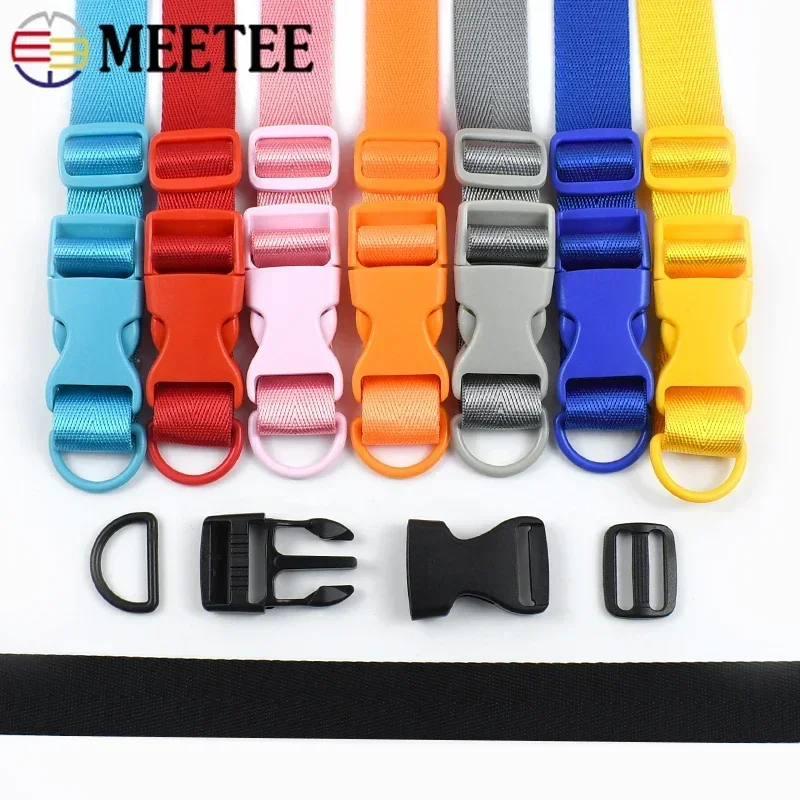 1-5Sets Colorful Plastic Release Buckles Pet Collar Repair Fasteners Buckle Nylon Webbing Strap D Ring Slider Carabiner Clips |