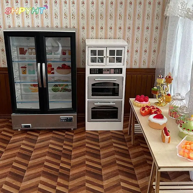 

Мебель для кукольного домика, модель морозильной камеры, кухонная сцена, мини-холодильник, украшения для кукольного игрового домика