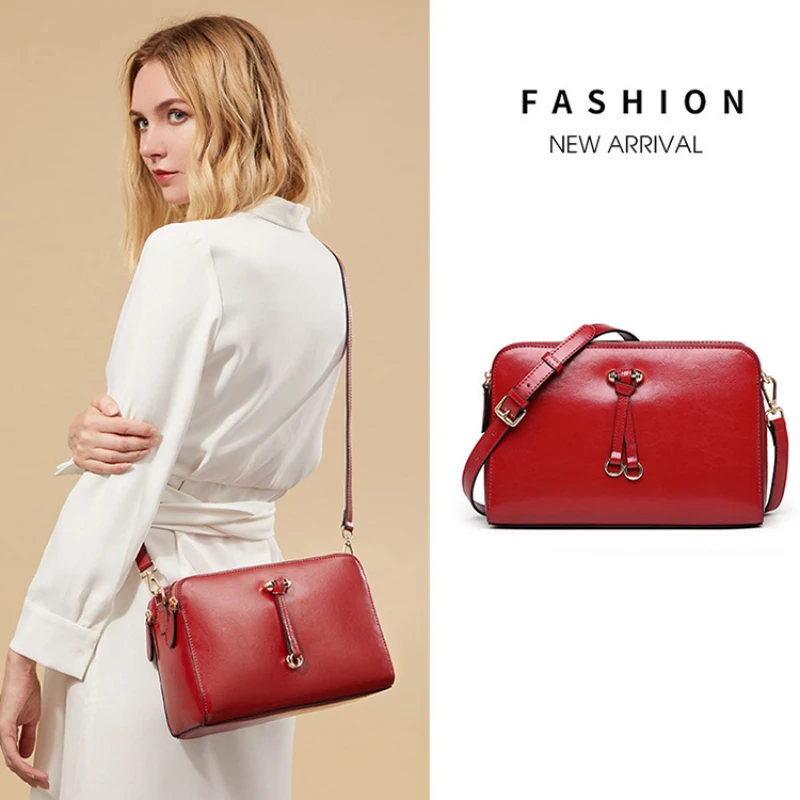 

Leather Women's Bag New High-end Single Shoulder Bag Crossbody Bag Large Capacity Luxury Fashion Elegant Retro Design Sense