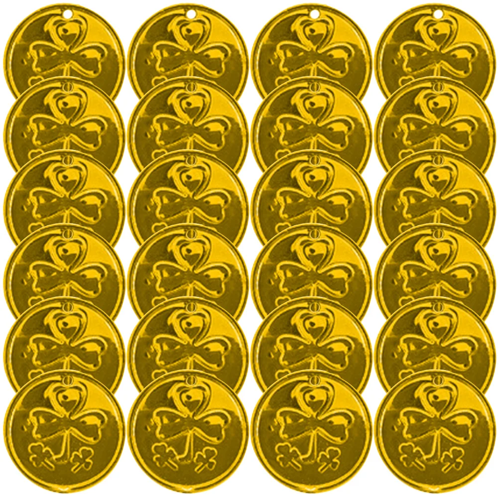 

40 Pcs Decoration Gold Accent Decor Patrick Ornament Pendant Clovers Decorations Plastic Clovers Ornament