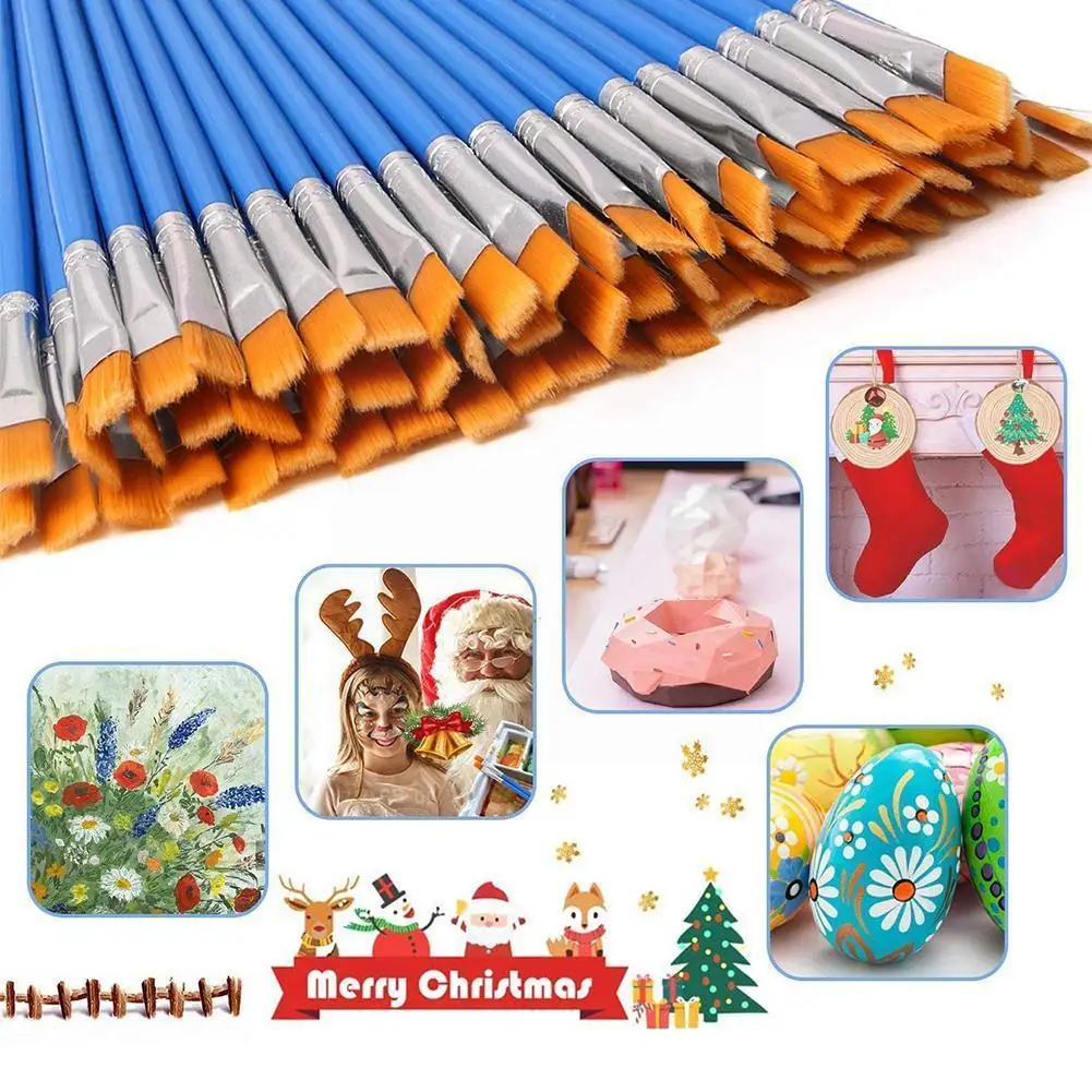 

2pcs 0.6cm Flat Paint Brushes Small Brush Volume For Painting Detail Essential Props For Painting Art D5c9