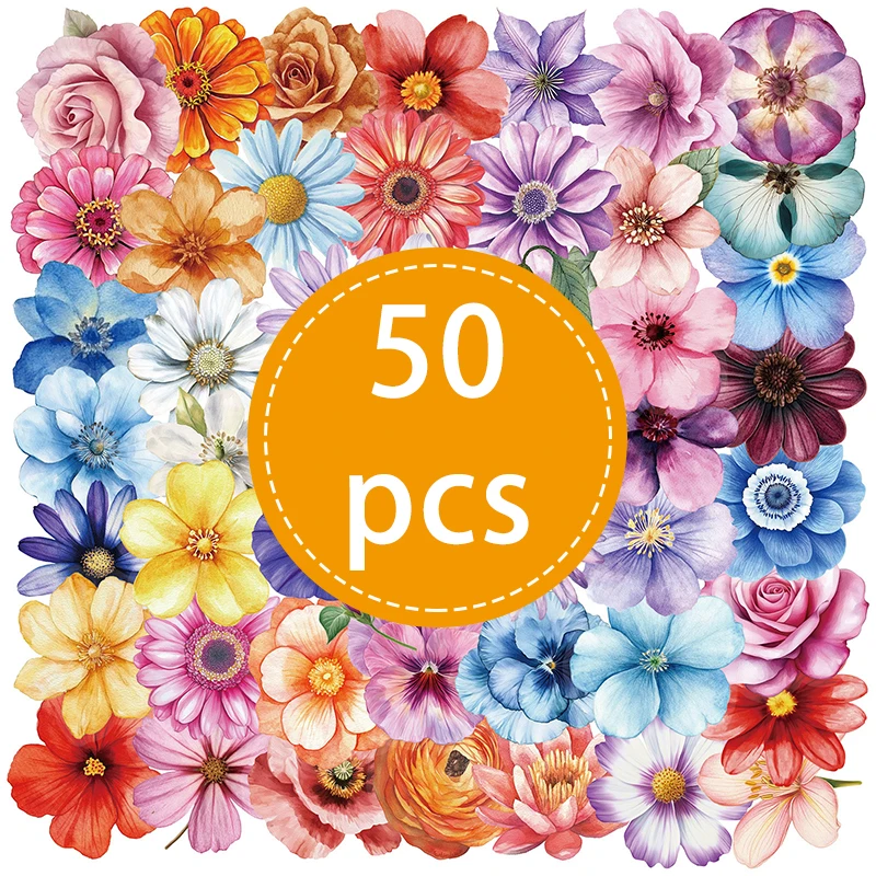 

YANWEIBAN Ретро Акварельные Цветочные Наклейки 50 шт