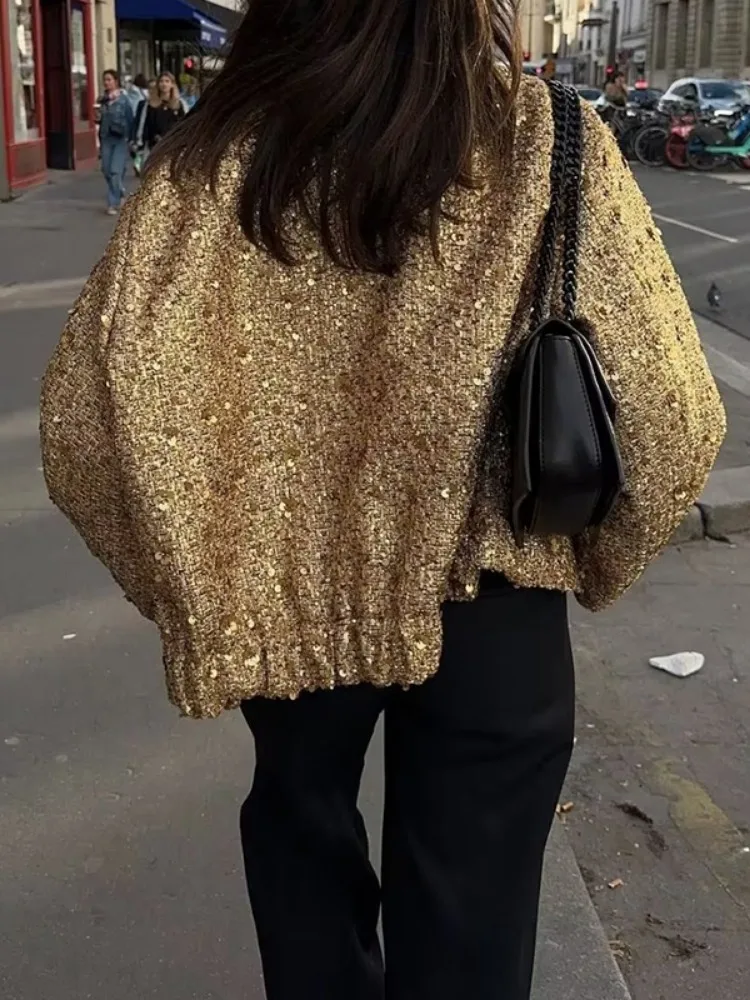 Женская куртка с блестками Freeacy осенняя Стильная верхняя одежда