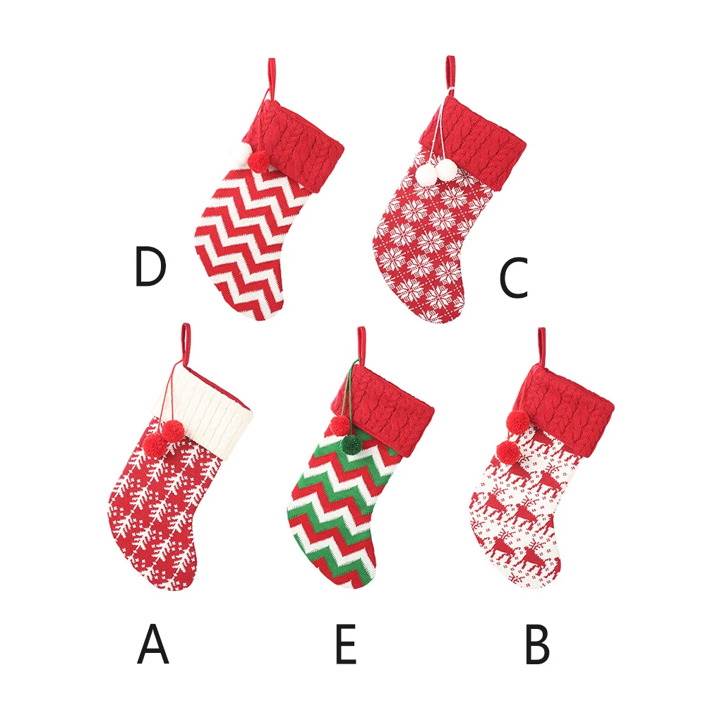 

Вязаные сумки в комплекте чулки Красная белая елка Лось носки гусиная сумка рождественская подвеска конфеты Рождественская елка