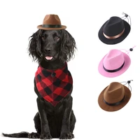 cow boy pet dogs hat summer uv proof creative pet head wear lace up adjustable solid cap for kitten costume dog accessories