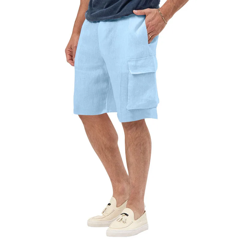 

Streetwear Shorts For Men Summer Casual Solid Color Loose Straight Shorts Fashion Patch Pockets Cargo Short Pant Men's Clothing