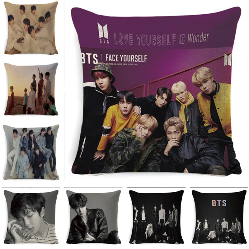 

Kpop Star Bangtan Boys Cushion Cover Room Sofa Decor Pillow Cover Love Yourself K-pop Pillowcase Home Decoration Pillow Case