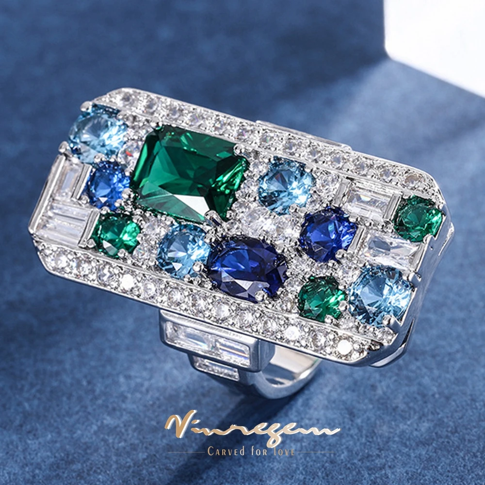 

Vinregem Lab Created Colorful Sapphire Gemstone Hyperbole Vintage Women Ring Gift Anniversary Cocktail Fine Jewelry Wholesale