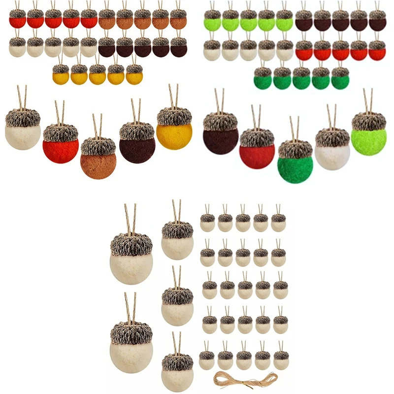 

30Pcs Xmas Tree Ornament Felt Acorn Ornaments Wool Felted Acorn Garland Felt Balls Pom Christmas Decorations