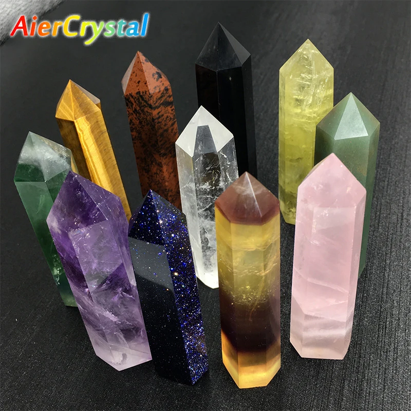 Natural Crystals Obelisk Mineral Point Wand and Stones Healing Amethyst Quartz Polished Column Chakra Room Decor Ore Crafts 1PC