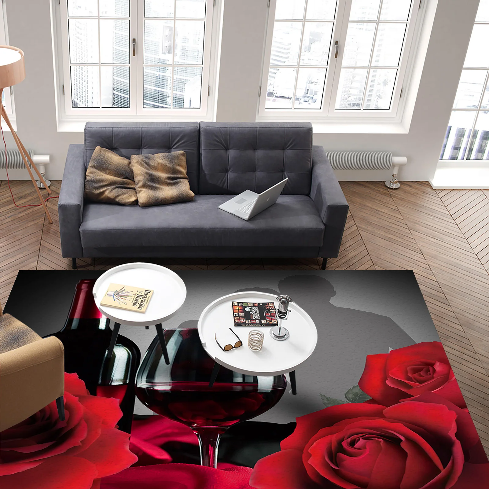 Ковры в виде красного вина с розами на День святого Валентина Домашние коврики