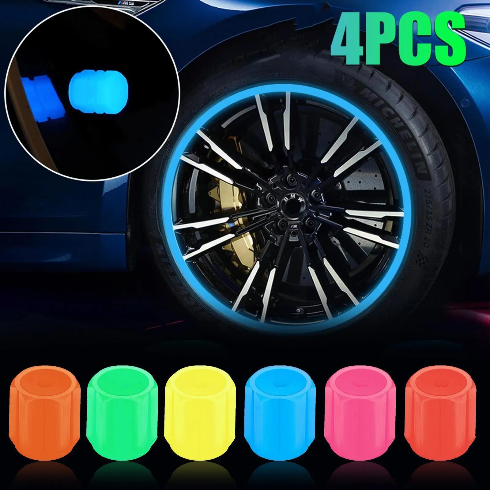 

Luminous Tire Valve Caps 5 Colors Car Motorcycle Glowing Cover Valve Car Hub Accessories Tire Wheel 4-16Pcs Styling Auto To O4W5