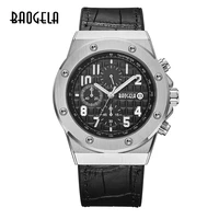 baogela timing watch mens sports watch quartz watch leather brand date indicator waterproof watch 1805