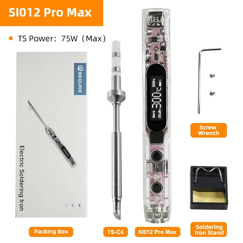 

Интеллектуальный термостатический паяльник SEQURE SI012 Pro Max, красочный дизайн окружающего освещения, поддержка паяльного жала TS/IS/T12