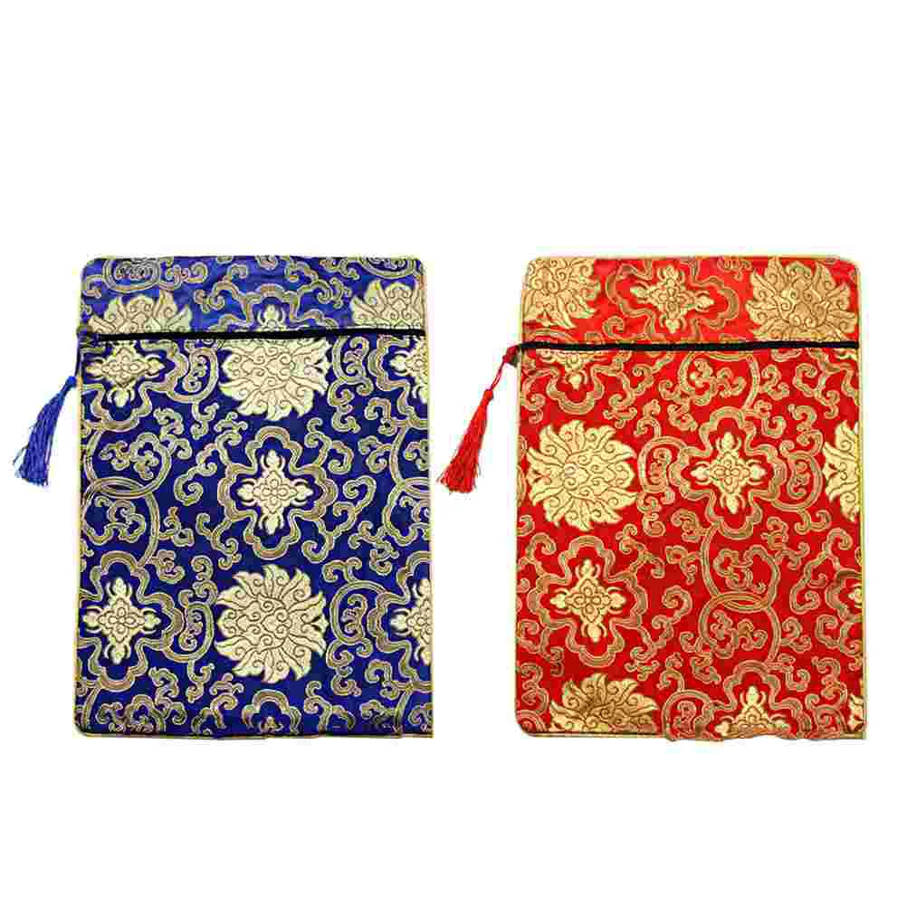 

Brocade Pouch Jewelry Silk Purse Chineseembroideryembroidered Scriptures Zipper Braceletgift Change Year Bao New Farbic Hong