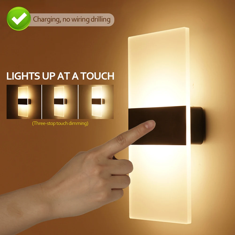 

USB Recharge Wireless Home Decor Wall Lights LED Indoor lighting for Bedroom Bedside Balcony Corridor Lamps LED Decor Wall Lamp