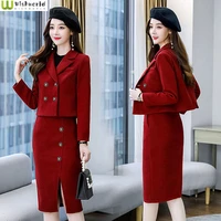 hip wrap dress short coat fashion suit 2022 spring and autumn new korean style foreign style skirt two piece skirt suit
