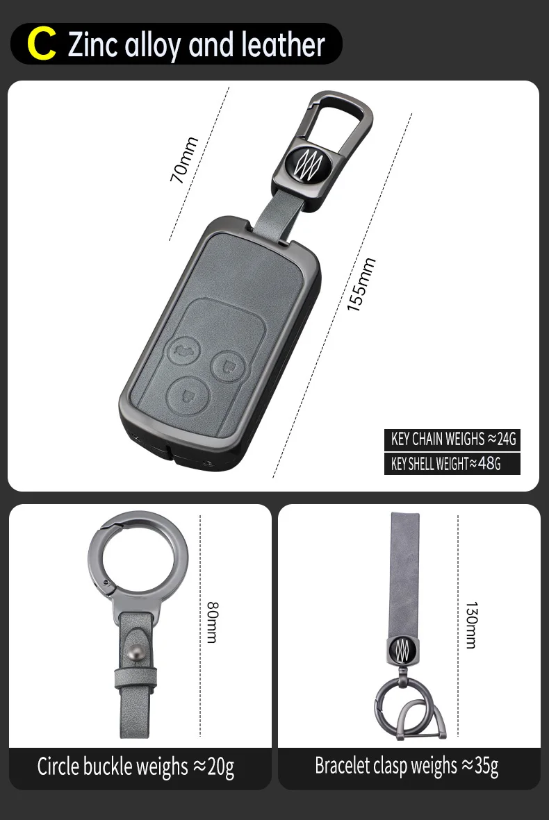 Чехол для автомобильного ключа из цинкового сплава + кожаный чехол Honda Fit Jazz Shuttle GP2