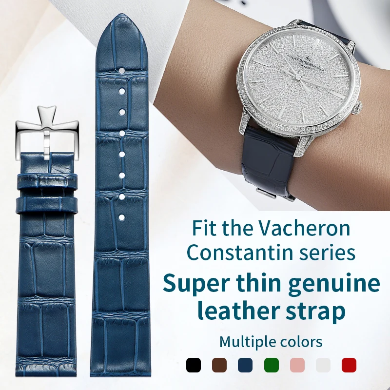 Фото Ультратонкий ремешок из телячьей кожи для Vacheron Constantin Patrimony 2016) Traditionnelle Malte — OEM Fit Pearl Dial Design 19 мм 20 мм №1