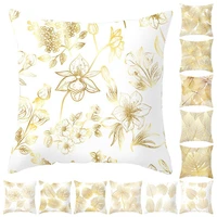 premium polyester peach skin golden leaf pattern super soft golden leaf pillowcase for home cushion cover cushion cover