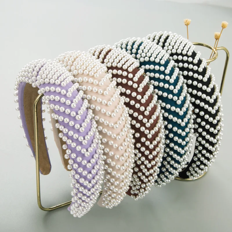 

Fashion Hair Band Pearl Wide-brimmed Sponge Headband Women's Luxury Temperament Trend Party Girl Headwear Hair Accessories New