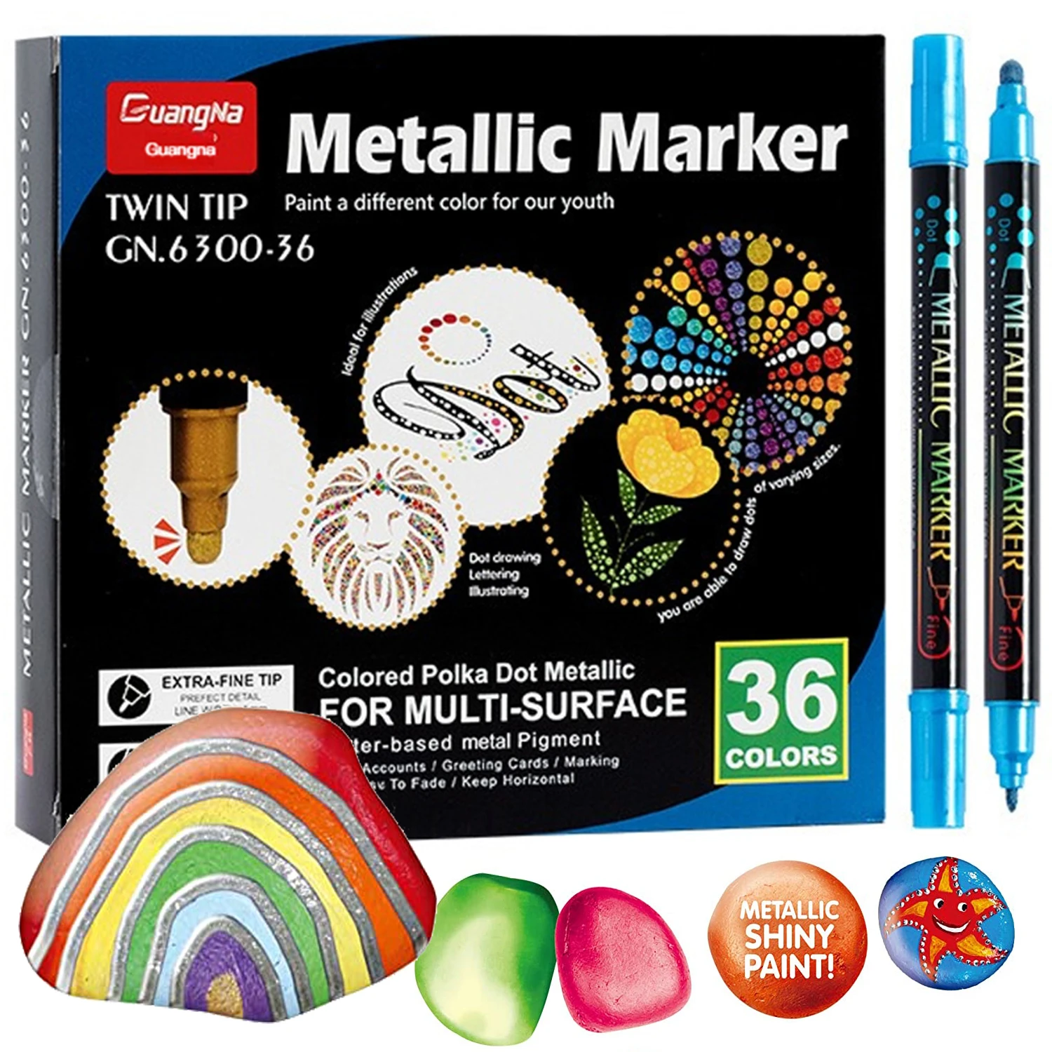 

Metallic Paint Marker 36 Colors Paint Pens Acrylic Marker Permanent Art Marker Dual Tips Acrylic Marker for All Surface