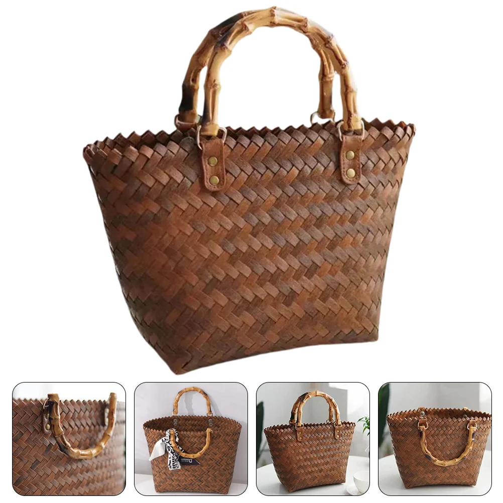 

Woven Tote Portable Straw Bag Messenger Shoulder Basket Picnic Handbag Summer Vacation