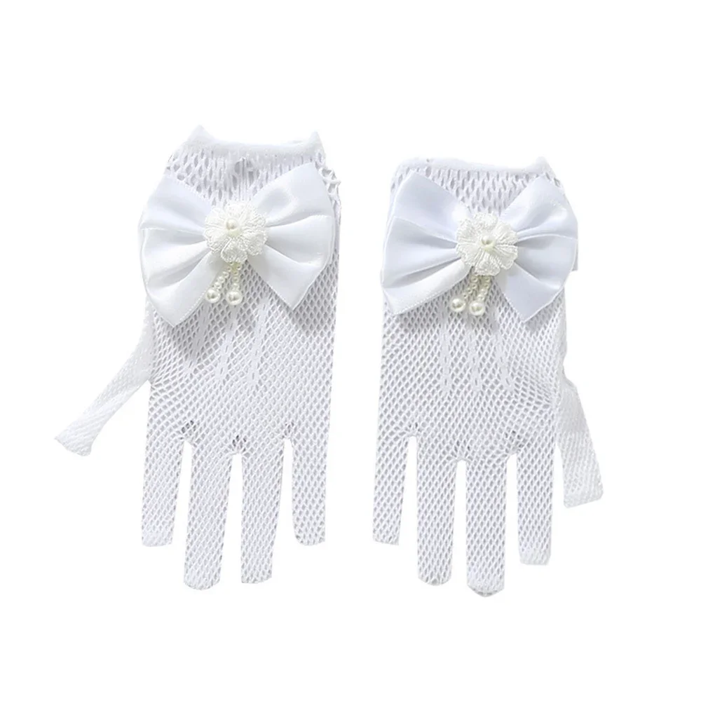 Детские сетчатые перчатки для девочек кружевные эластичные детские рукавицы в