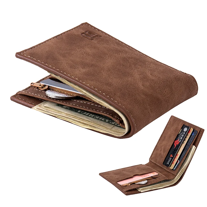 

New Men's Wallet Short Frosted Leather Wallet Retro Two Fold Vertical Wallet Youth Korean Multi-Card Wallet 2022 Luxury Wallet
