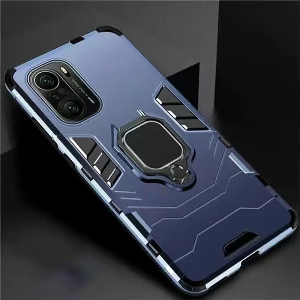 

For Xiaomi Poco F3 Case Luxury Armor Magentic Ring Car Holder Cover 2021 Pocof3 f 3 Slim PC Phone Coque Funda PocoF3 Capa