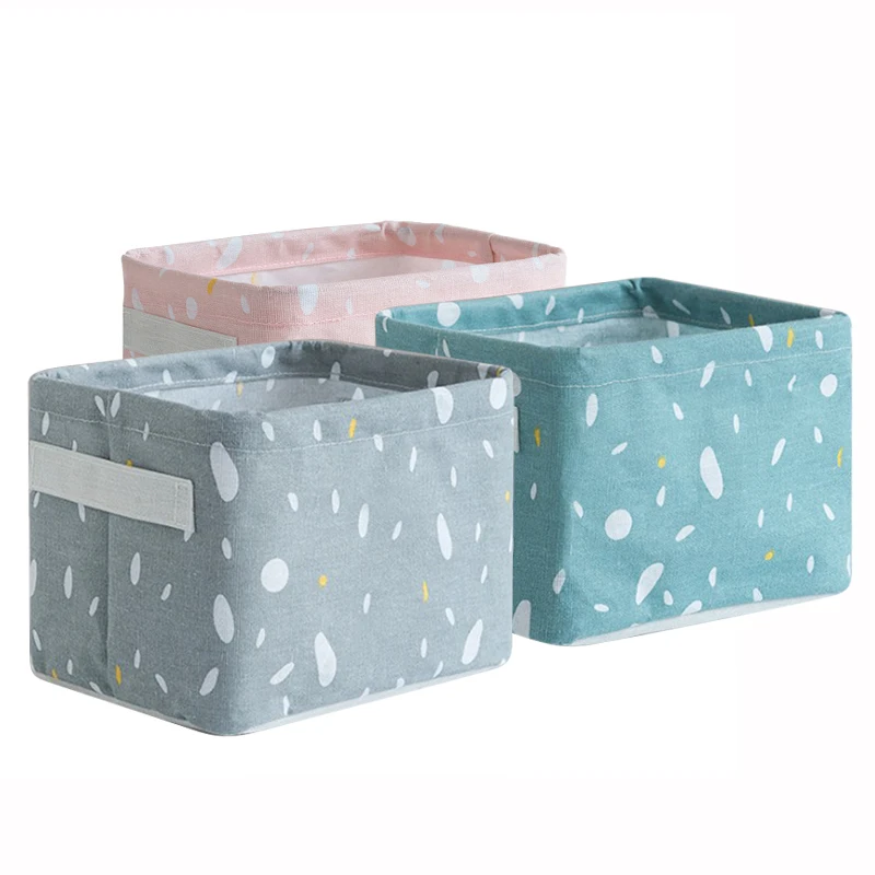 

Foldable Storage Box Small Toys Cosmetic Case Basket Desk Clothing Sundries Organizer Bags Fabric Cotton Home Storage Basket