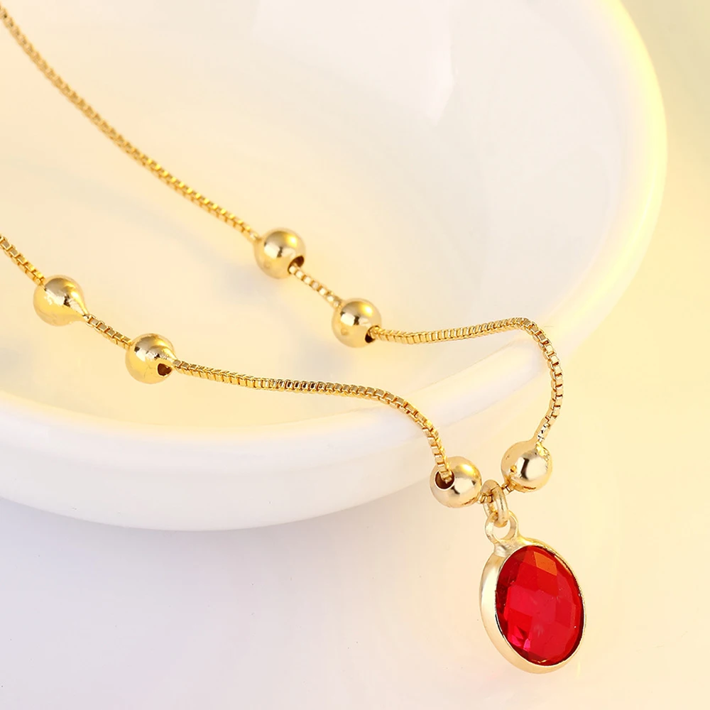 

Fashion Classic Ruby Anklet Red Crystal Anklets Rhinestone Foot Chain for Women Barefoot Sandal Foot Charm Jewelry