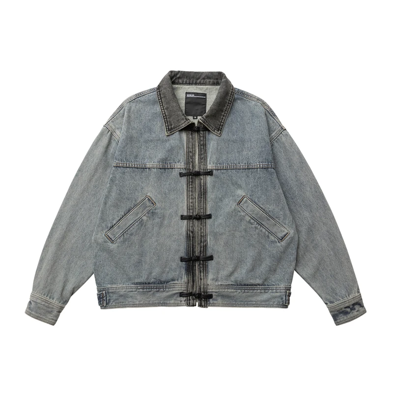 Китайская ВИНТАЖНАЯ ДЖИНСОВАЯ КУРТКА на пуговицах мужская Японская уличная