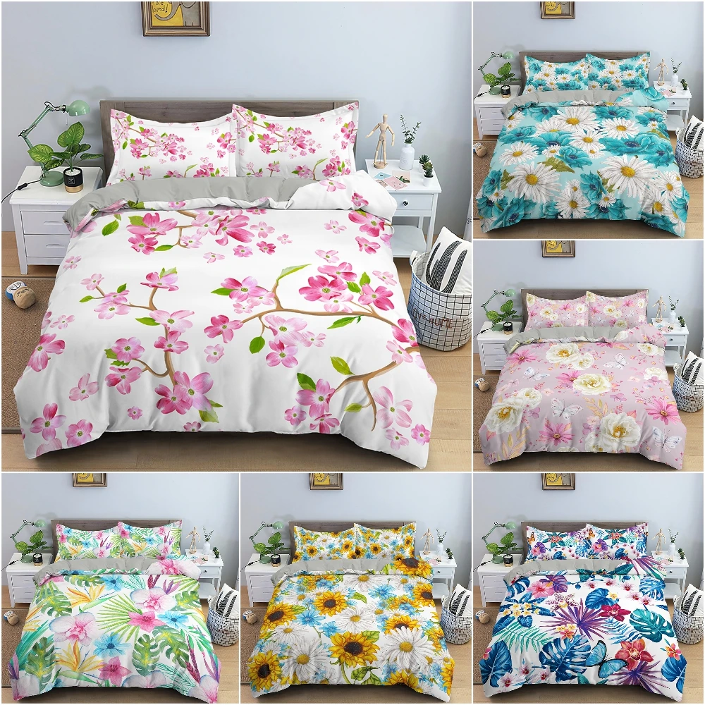 

Beautiful Floral Flowers Bedding Set 3D Luxury Soft Duvet Cover Set 3D Printed Quilt Cover For Bedroom King Twin Home Decor