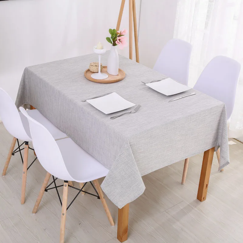 

Thick cotton and linen tablecloth, solid color, light blue, dustproof, wedding banquet rectangular cover, minimalist style