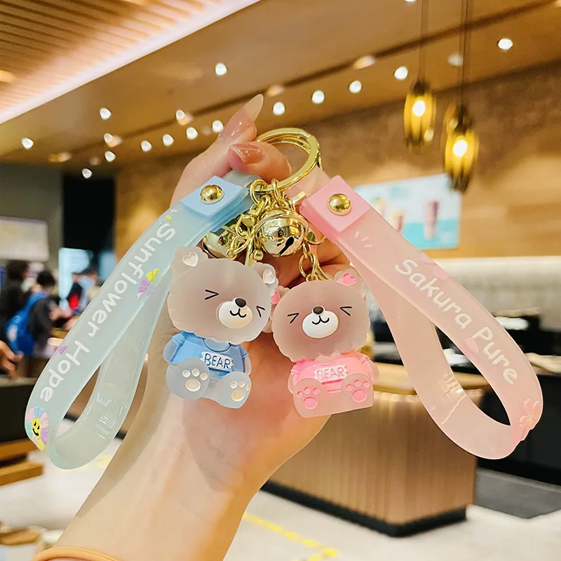 

Creative Cute Resin Crystal Bear Keychain Cartoon Doll Couple Bag Car Pendant Friend Holiday Birthday Gift Keyring Wholesale