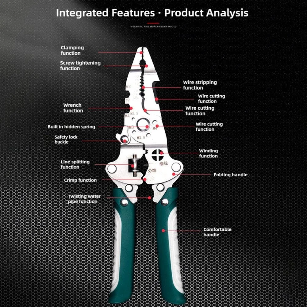 Складной инструмент для зачистки проводов 16 в 1 плоскогубцы удаления корки
